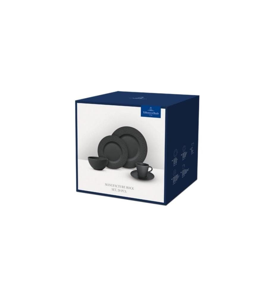 VILLEROY & BOCH - Set de vaisselle Manufacture Rock 20 pièces, Noir