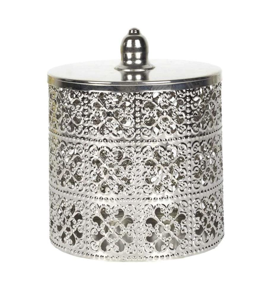 Boite Deco Argentee Avec Couvercle H13.5cm M12 - Argent