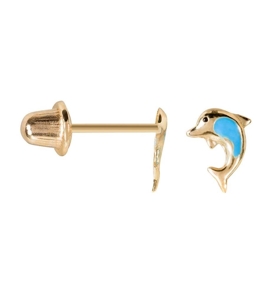 Boucles d'Oreilles en Or Dauphin Mignon - Or Jaune