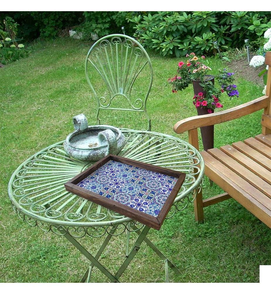 Plateau Décoratif 30 x 40 cm - Marron Foncé et Multicolore