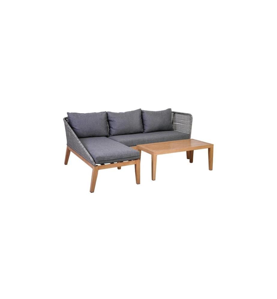 GREEMOTION - Mobilier lounge Jana Marron/gris, 3 places assises