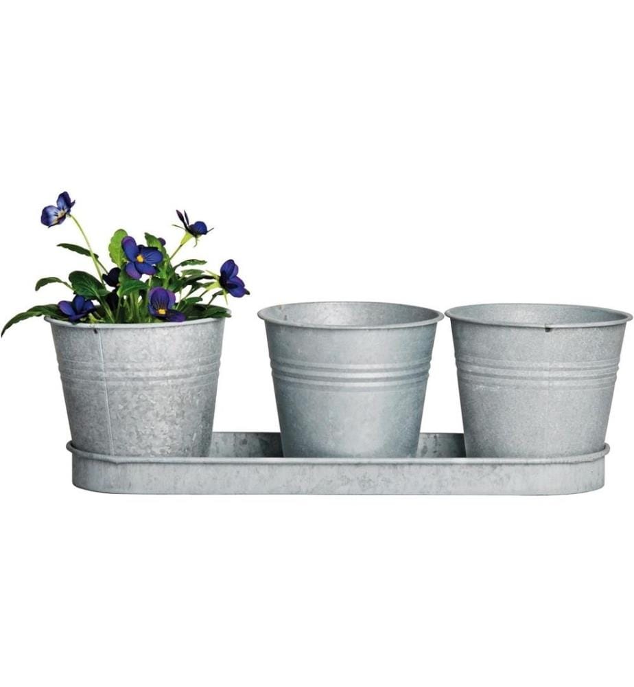 ESSCHERT DESIGN - Pot de fleur Vieux zinc Set de 3 pièces, Gris