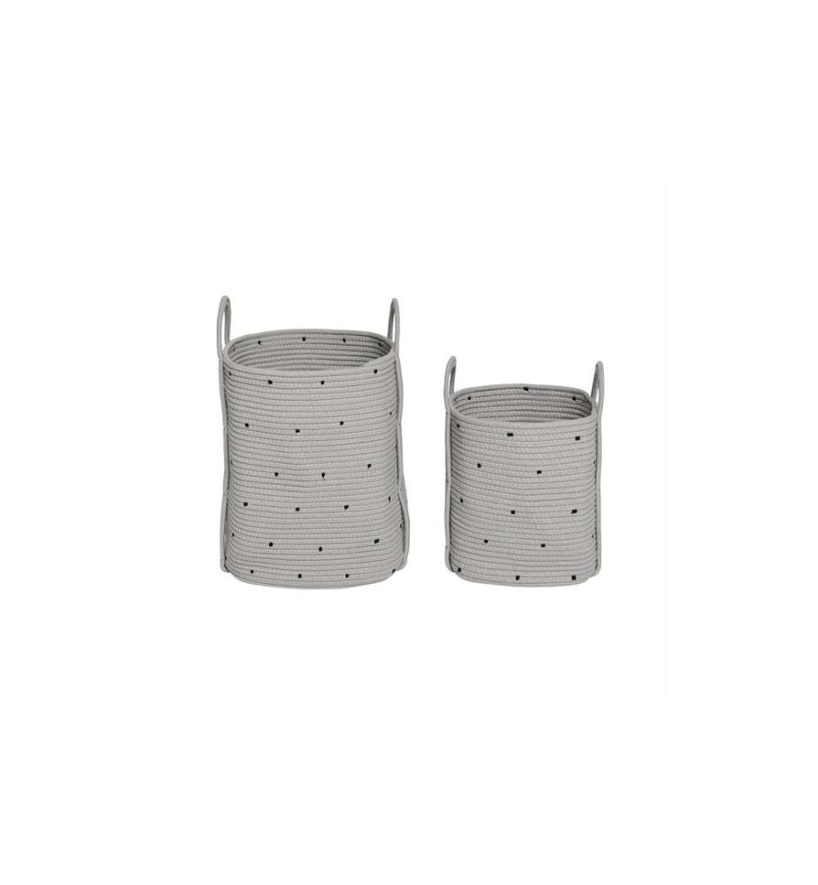 OYOY Panier de rangement Dot Rope 2 pièces, Gris