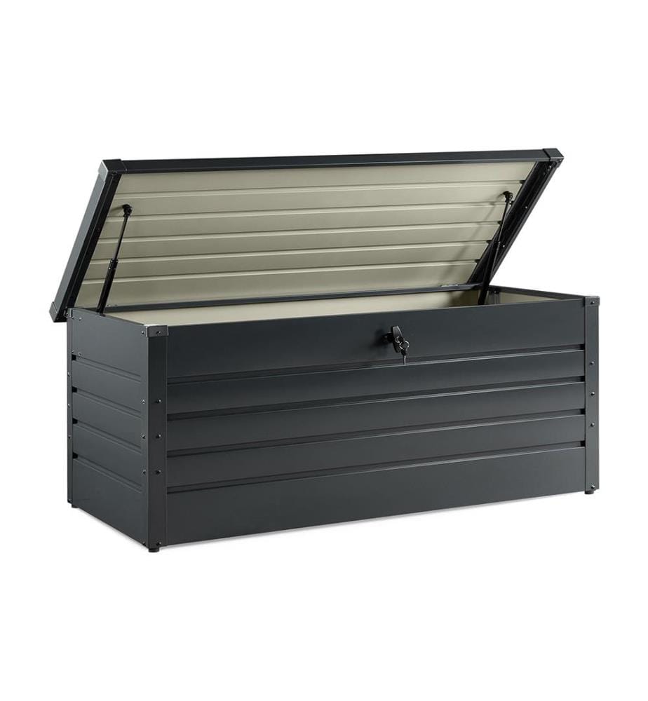 Coffre de rangement pour extérieur en acier galvanisé 600L - Gris anthracite