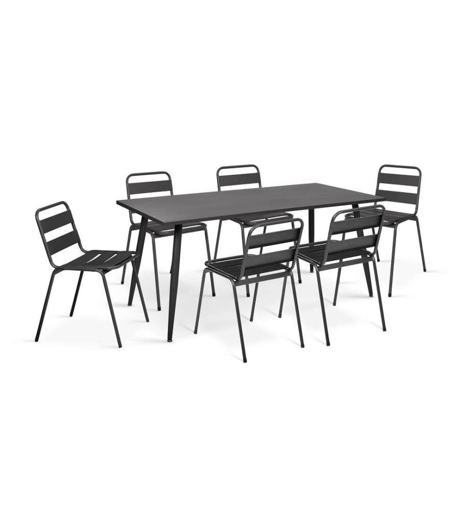 Chaises de jardin en acier empilables grises - Lot de 6