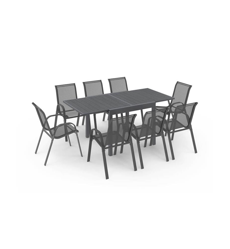 Salon de Jardin Extensible 8 Places - Gris