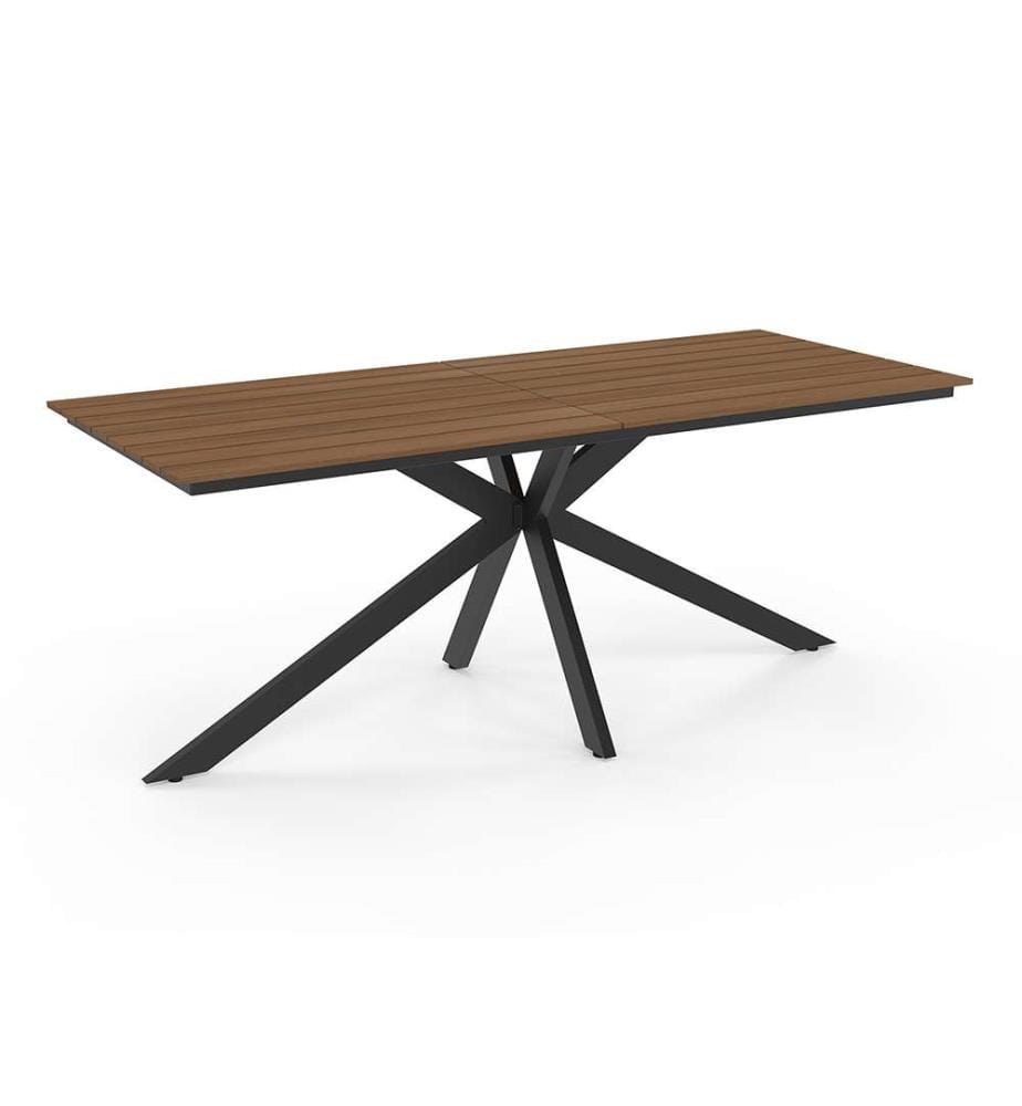 Table de jardin Milazzo en polywood et pieds croisés 190cm - Brun et Noir