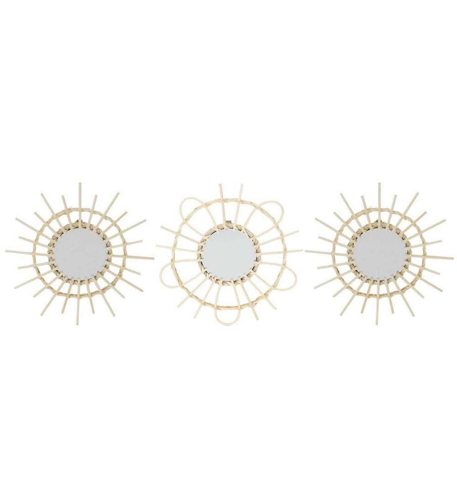 Lot de 3 Miroirs Rotin 28 cm