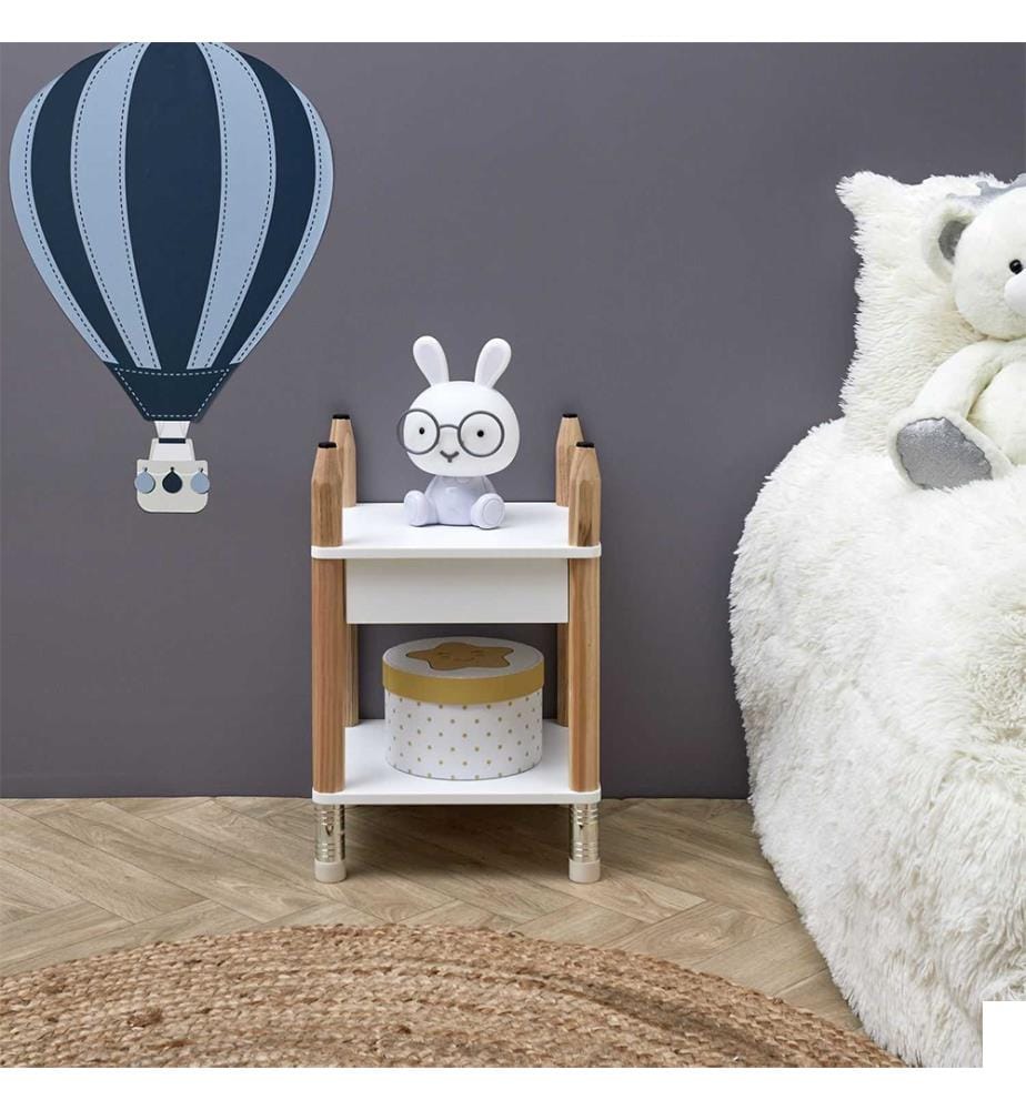 Table De Chevet Crayon M1 - 34 x 51,5 x 30 Cm - Beige Blanc Noir