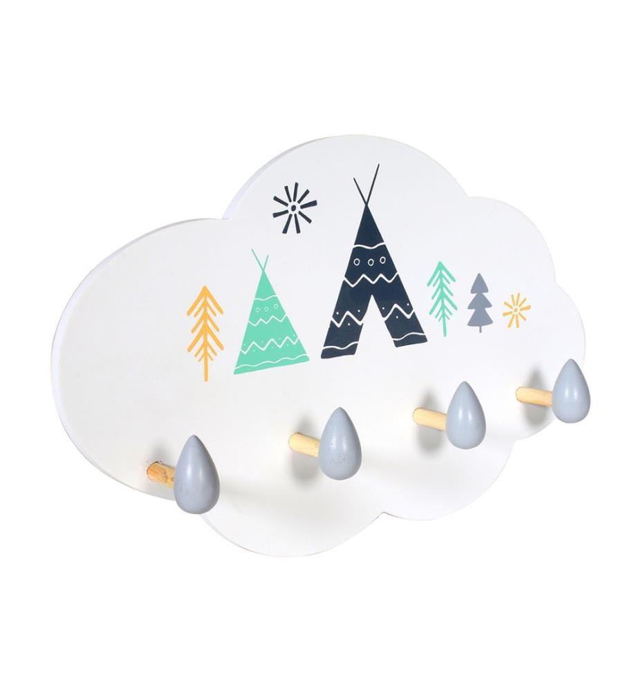 Portemanteau Bois Nuage - Blanc & Bleu