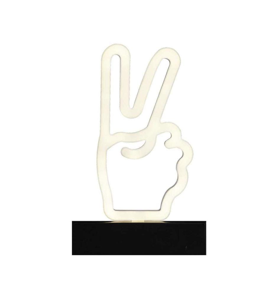 Lampe Led Effet Neon Peace à Piles - Blanc