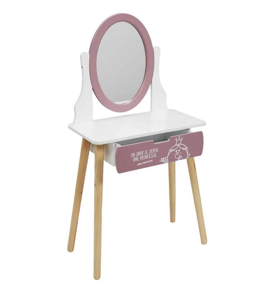 Coiffeuse Enfant Mr Mme 55 x 30 x 97 cm - Rose et Blanc
