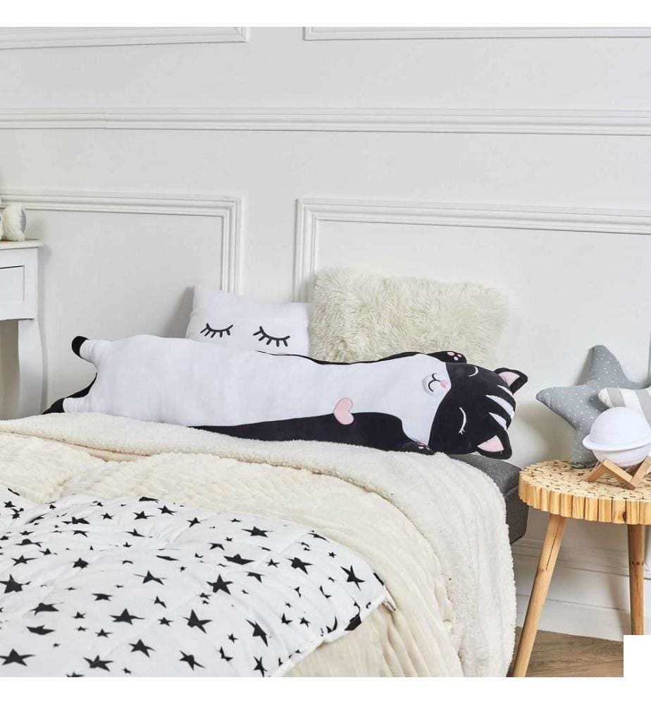 Peluche Allongee Chat Noir - Noir