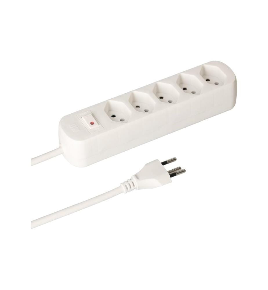 MAX HAURI - Bloc multiprises Basic-Line 5x T13 Blanc, avec interrupteur