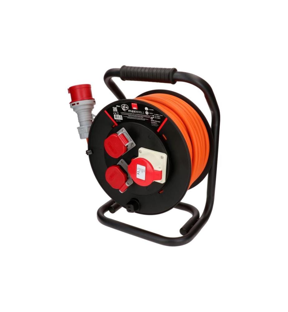 MAX HAURI - Bobine de câble 30 m, 2x T25, 1x CEE16/5, Noir