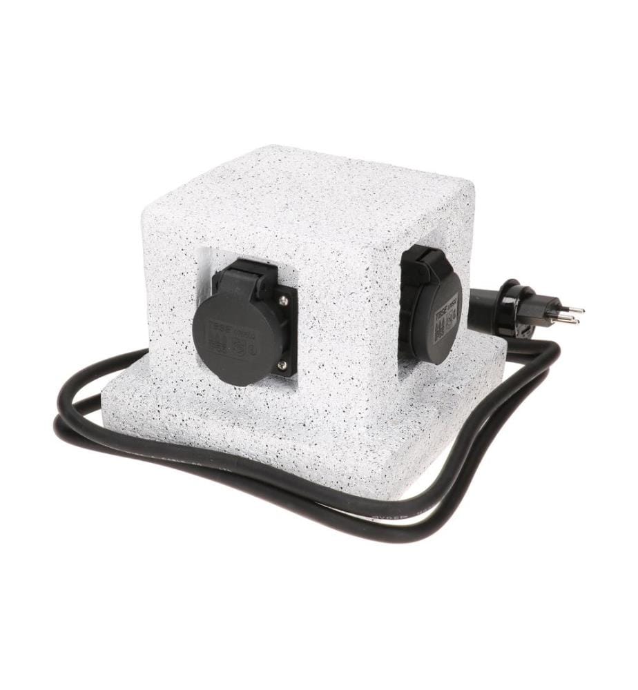 MAX HAURI - Tableau électrique de jardin 4x T13 IP55, Aspect pierre, blanc