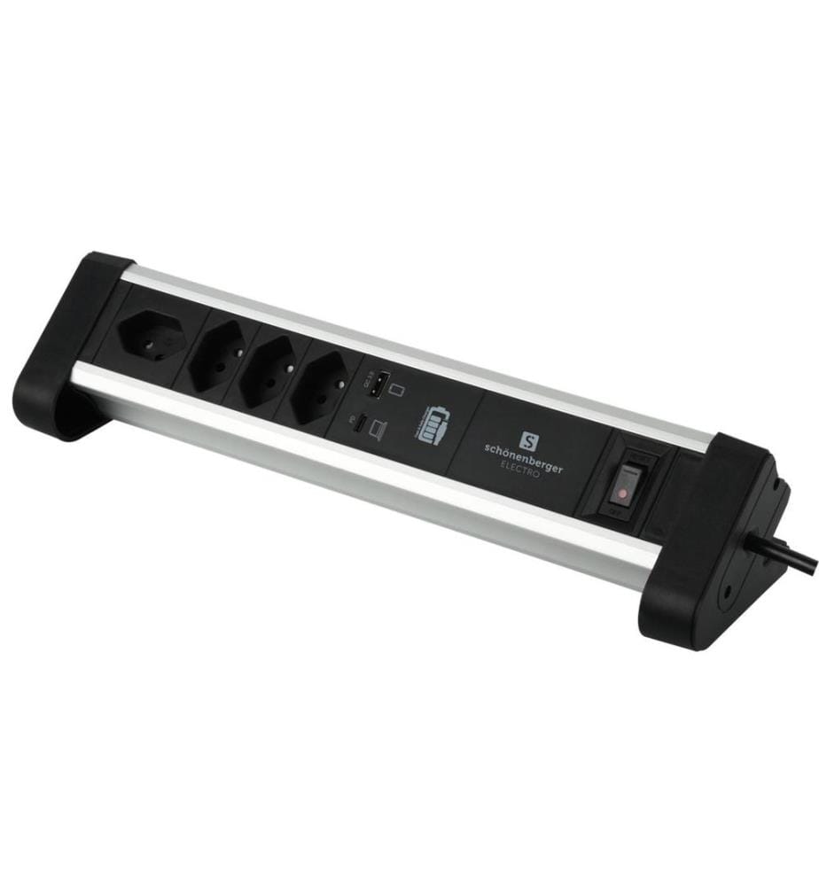 Schönenberger Bloc multiprises de table Alu-Office-Line 4 × T13 USB-C/A
