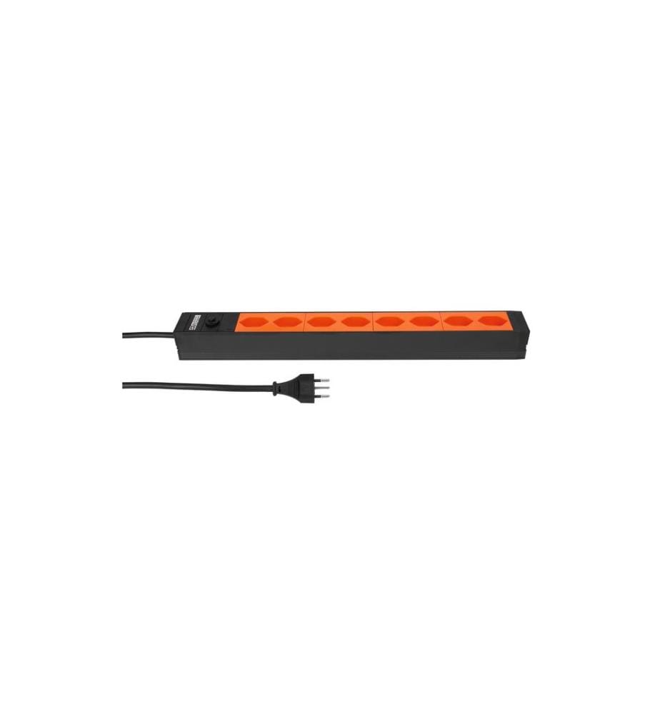 STEFFEN - Bloc multiprises 19 Alu Modulaire 8x T13, noir/orange