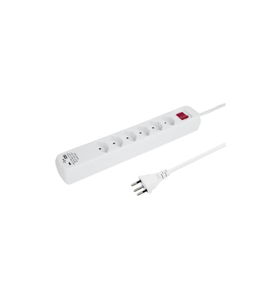 STEFFEN - Bloc multiprises POWER EASY 6x T13, 1x USB-A/USB-C PD, Blanc