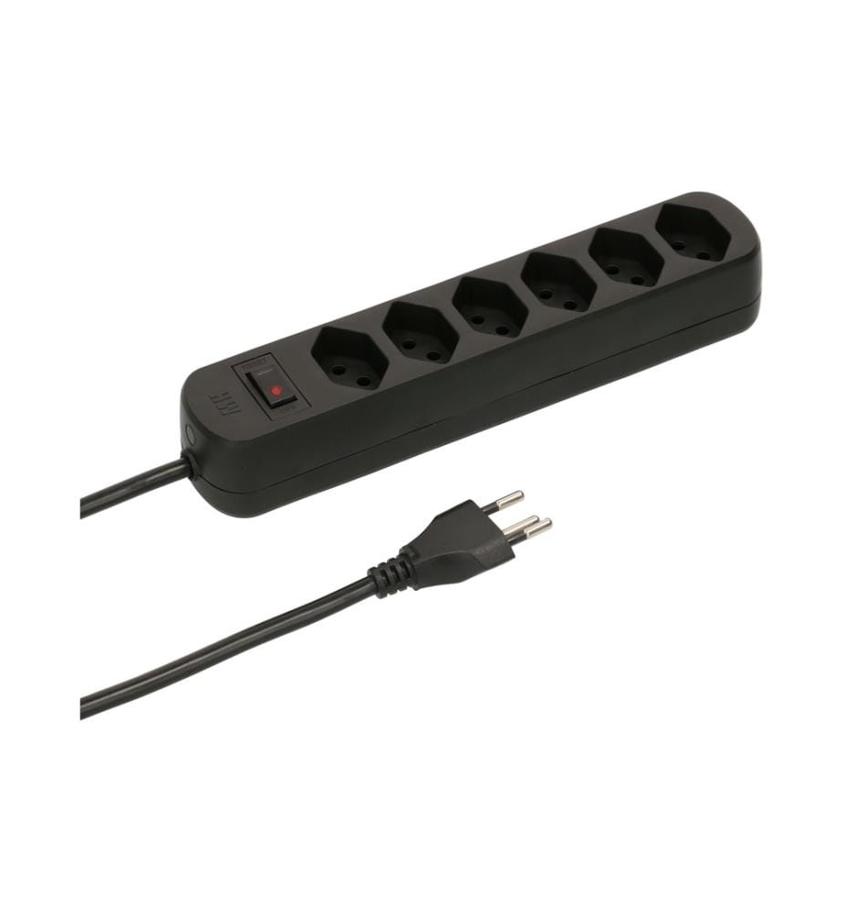 MAX HAURI - Bloc multiprises Basic Line 6x T13 Interrupteur de réinitialisation, noir