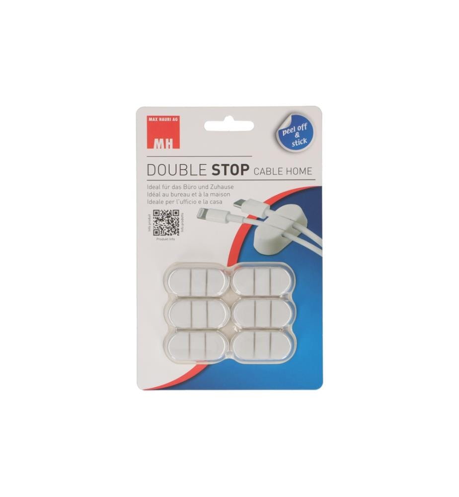 MAX HAURI - Porte-câble Double Stop Set 6 x Blanc, 1 Pièce/s