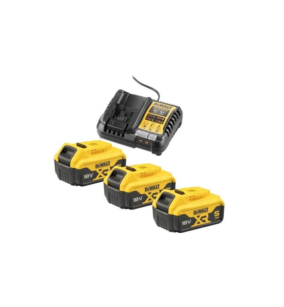 DEWALT - Kit de démarrage pour batterie 3x 18 V 5 Ah & chargeur DCB1104