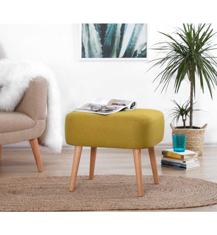 Pouf, jaune, 50% coton - 50% lin