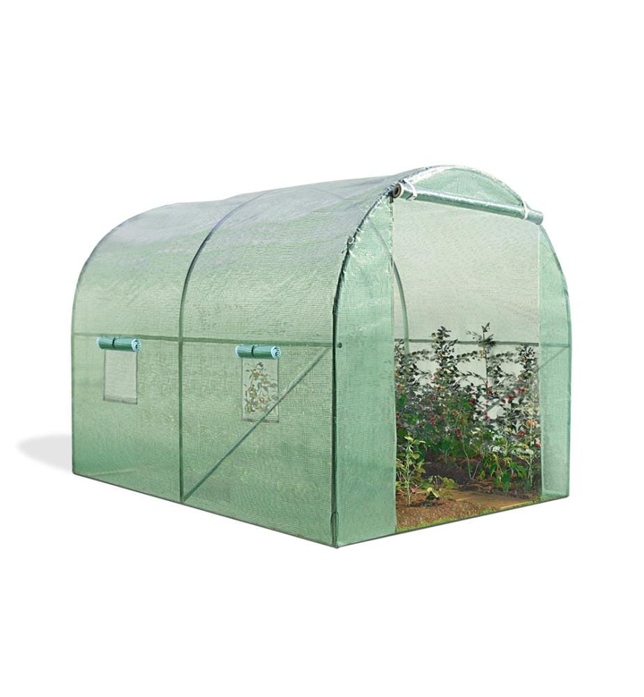 Serre tunnel de jardin 6m² bâche renforcée 130 gr/m² - Vert
