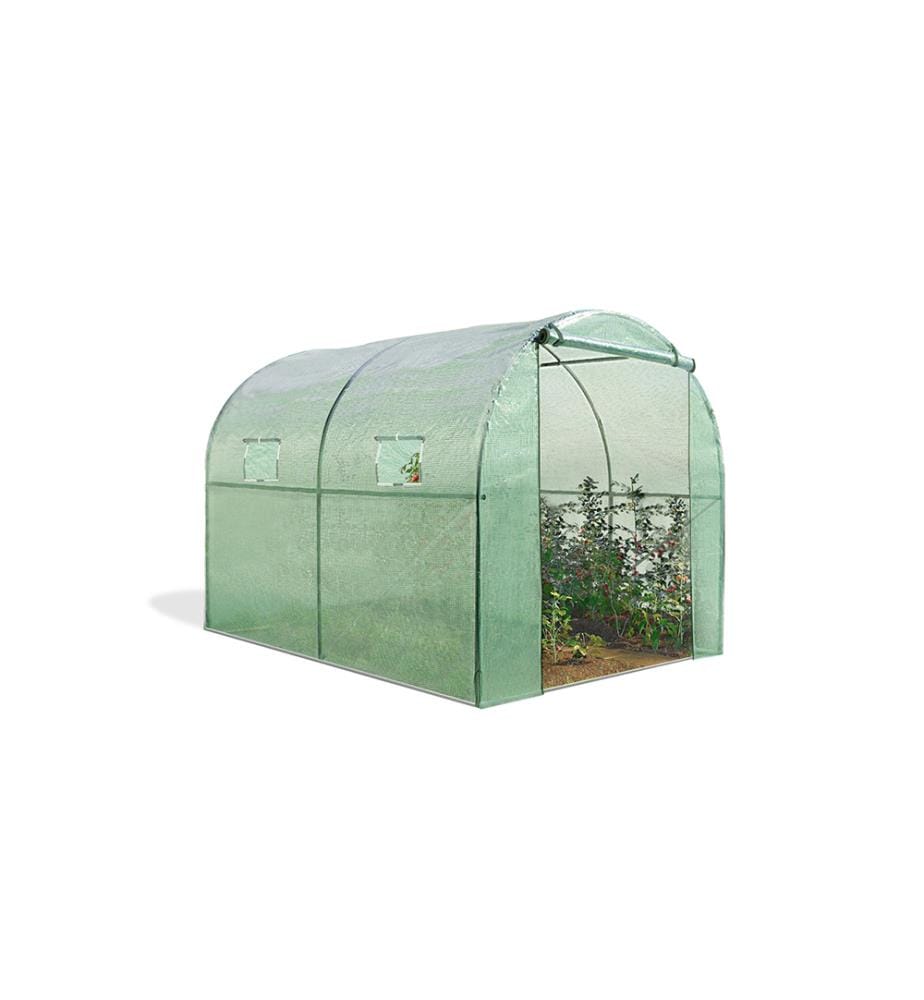 Serre tunnel de jardin 6m² bâche renforcée 130 gr/m² - Vert