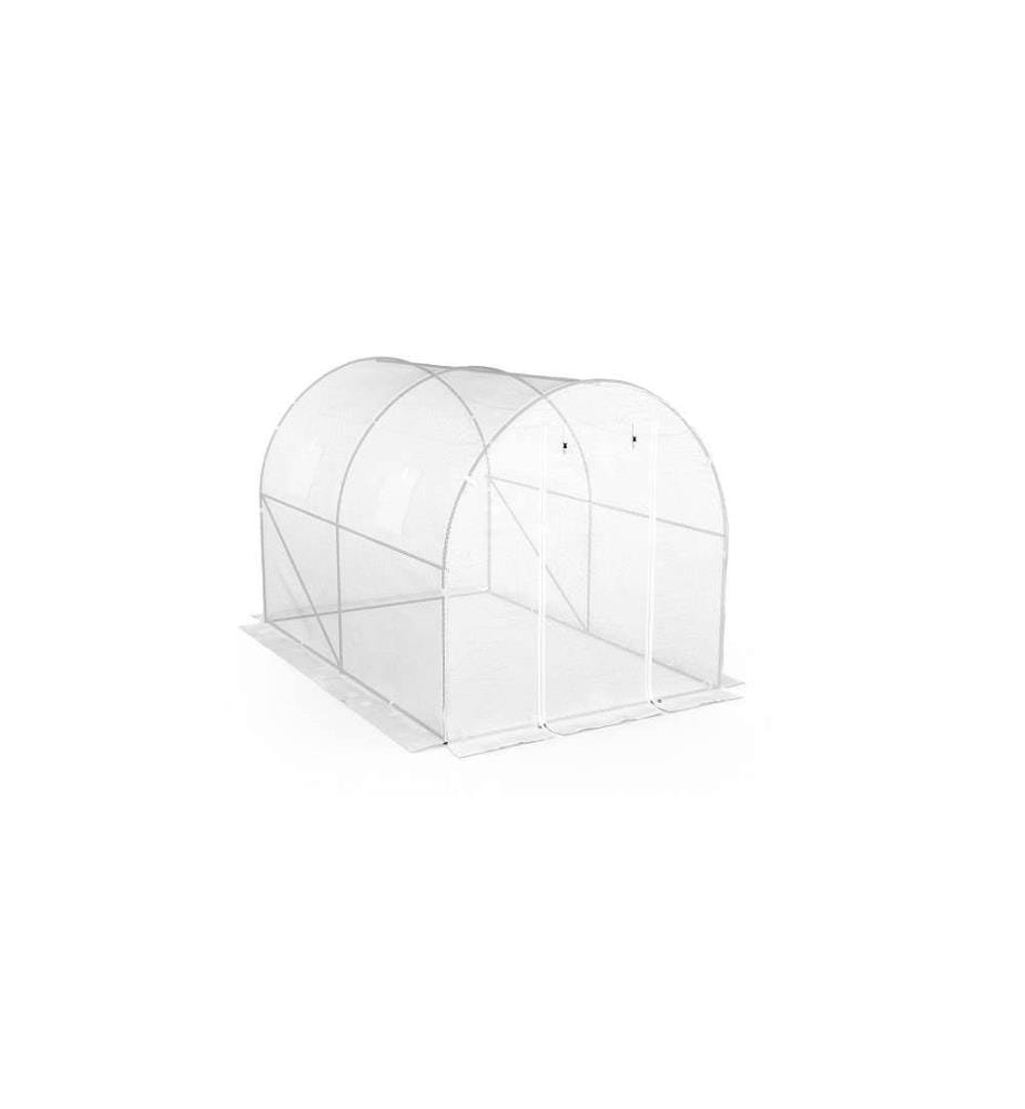 Serre tunnel de jardin 6 m ² blanche bâche renforcée 130 gr/m² - gamme toutes saisons