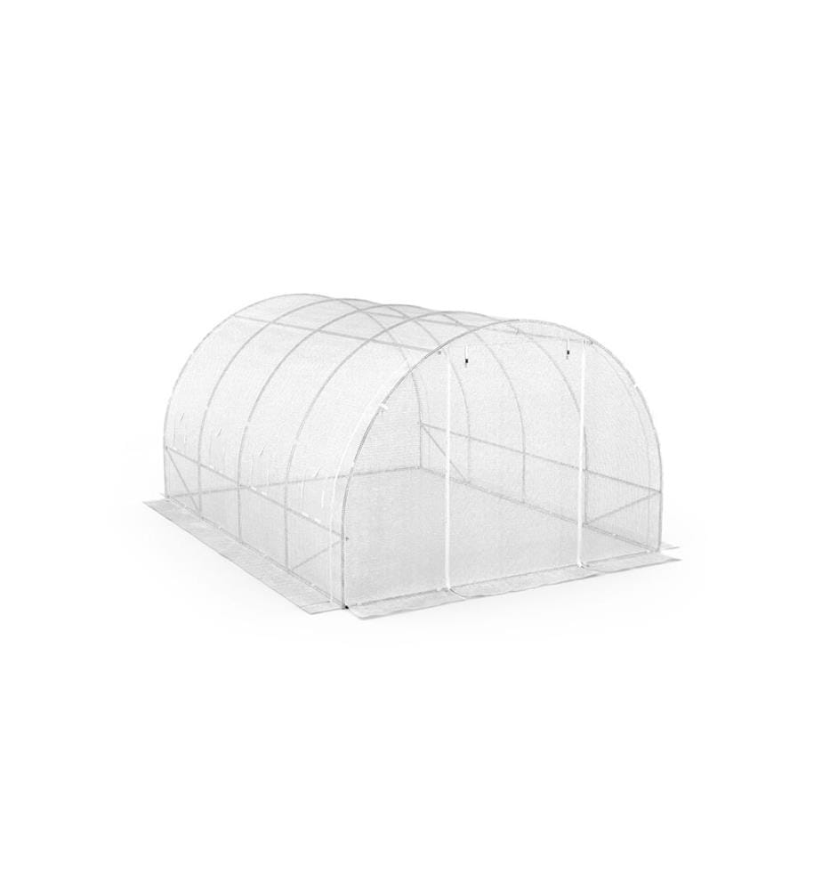 Serre tunnel de jardin 12m² blanche bâche renforcée 130 gr/m² - gamme toutes saisons - Transparent