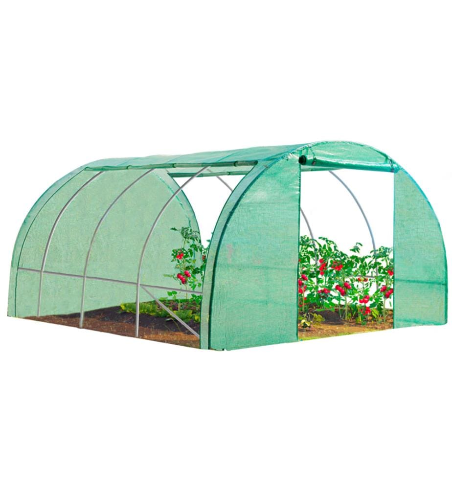 Serre tunnel de jardin 12 m ² bâche renforcée 130 gr/m² - Vert