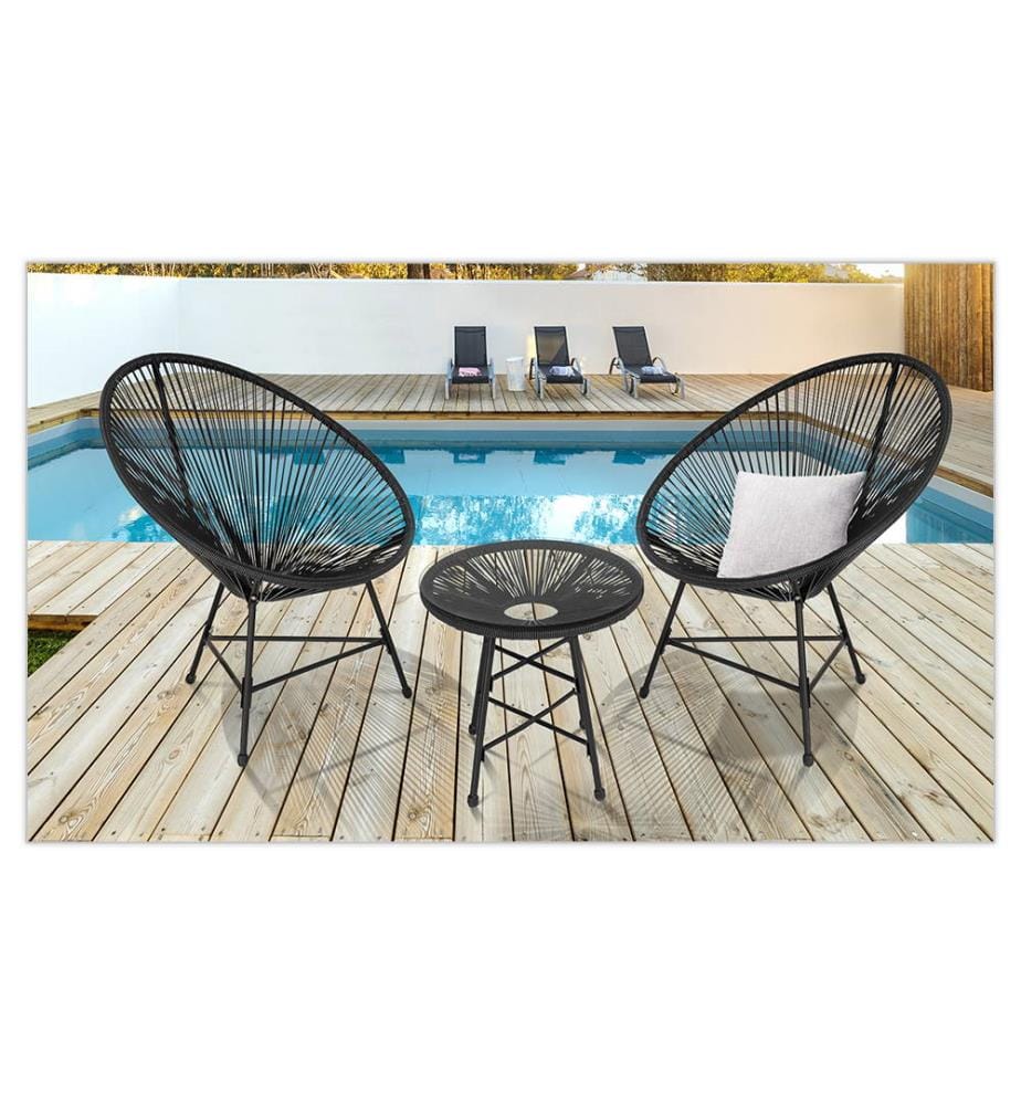Salon de Jardin filaire 2 fauteuils et 1 table Ibiza