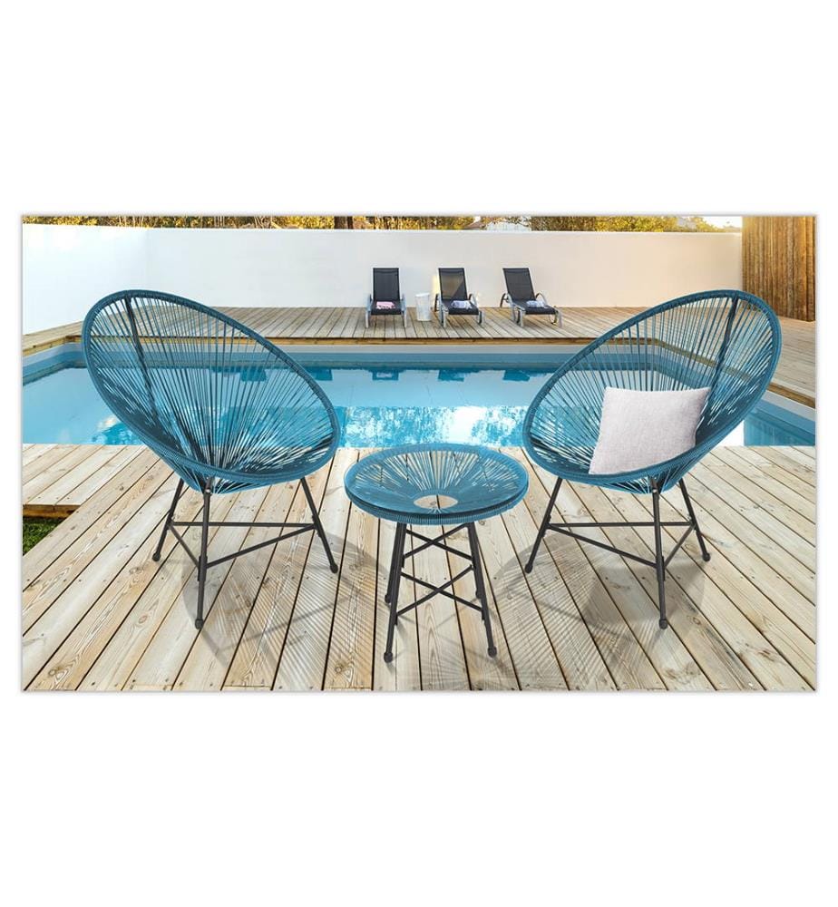 Salon de jardin filaire 2 fauteuils et 1 table Ibiza
