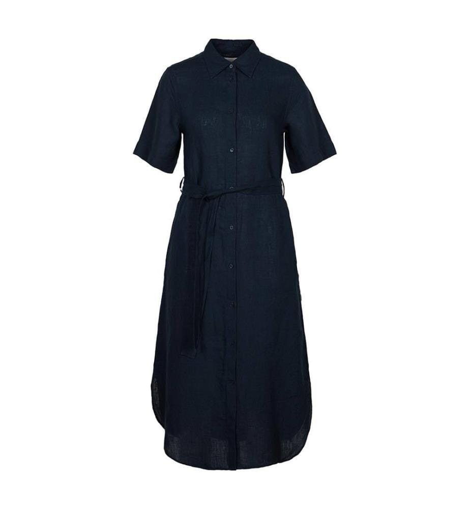Robe-chemise en lin Regular Fit - Bleu nuit