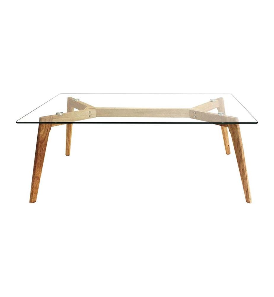 Table Rectangulaire en Verre 110 x 60 x 45 cm - Brun et Transparent