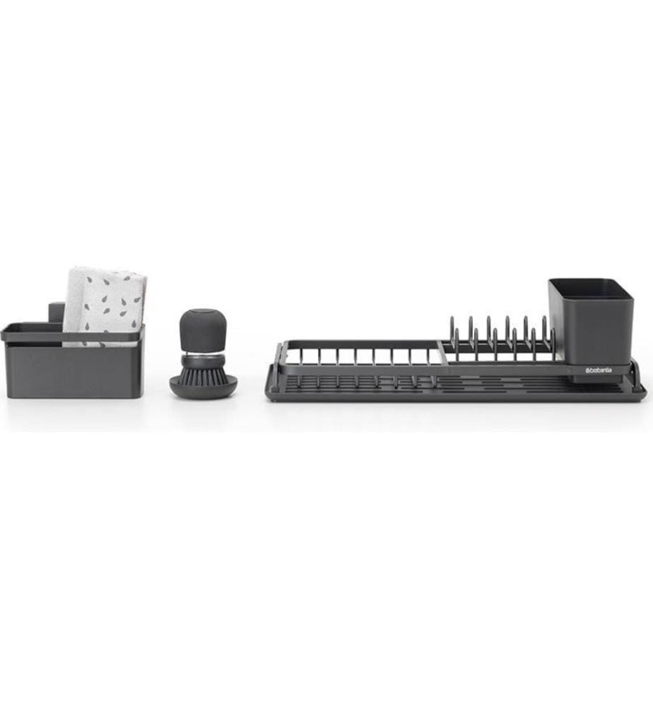 BRABANTIA - Kits de rangement évier Côté évier, 4 pièces, set de vaisselle Gris
