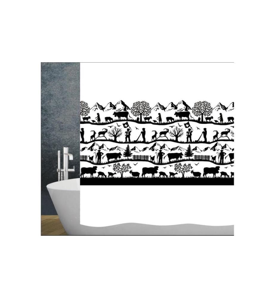 diaqua® - Rideau de douche Swiss Dreams 240 x 180 cm, noir/blanc