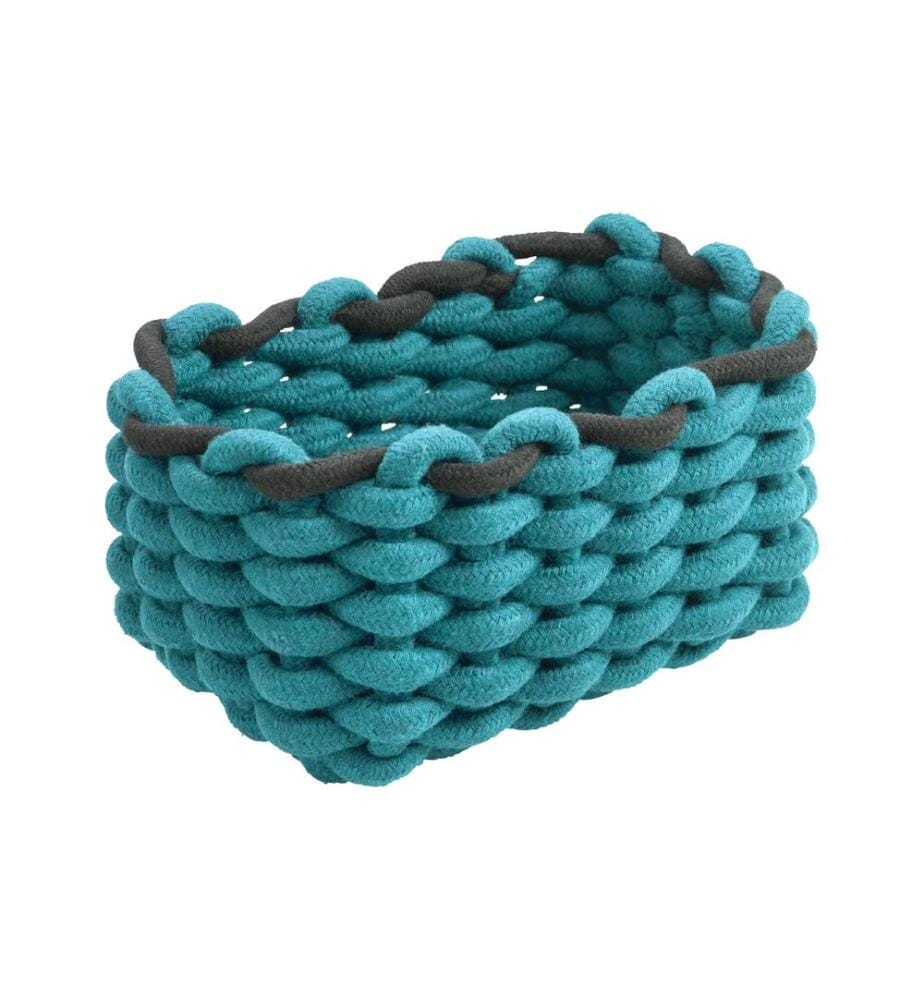 diaqua® - Panier de rangement Cord 20 x 14 x 10 cm, Pétrole/Noir