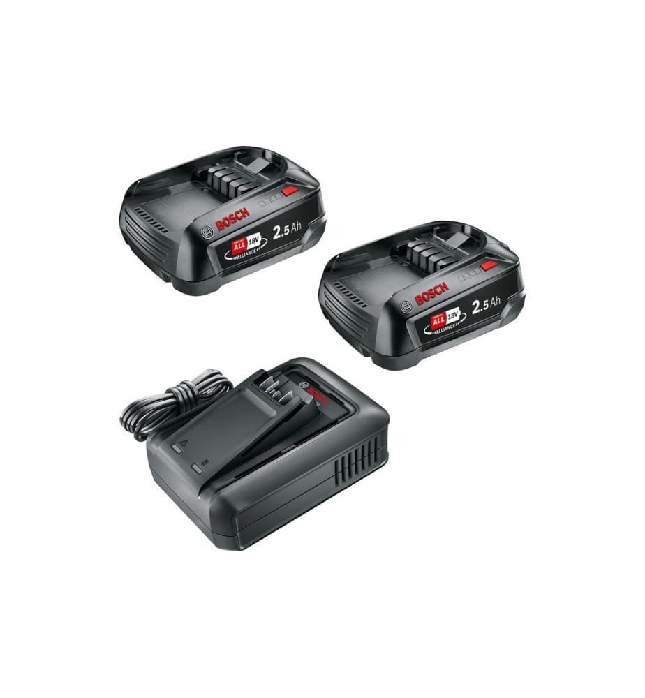 BOSCH - Kit de démarrage pour batterie 18 V, 2 x 2.5 Ah + AL 18 V-44
