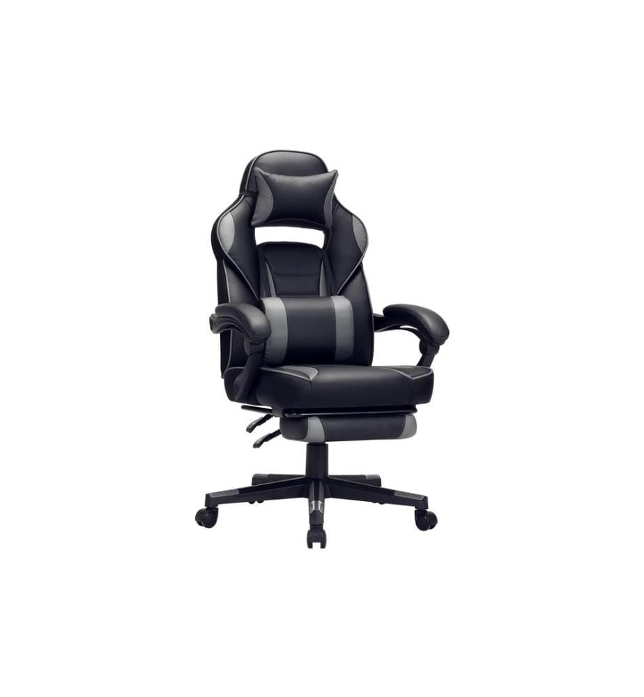 Songmics - Chaise de bureau avec dossier inclinable, noir / gris