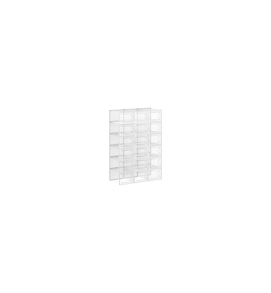Songmics - Armoire à chaussures Transparent/Blanc, Lot de 18