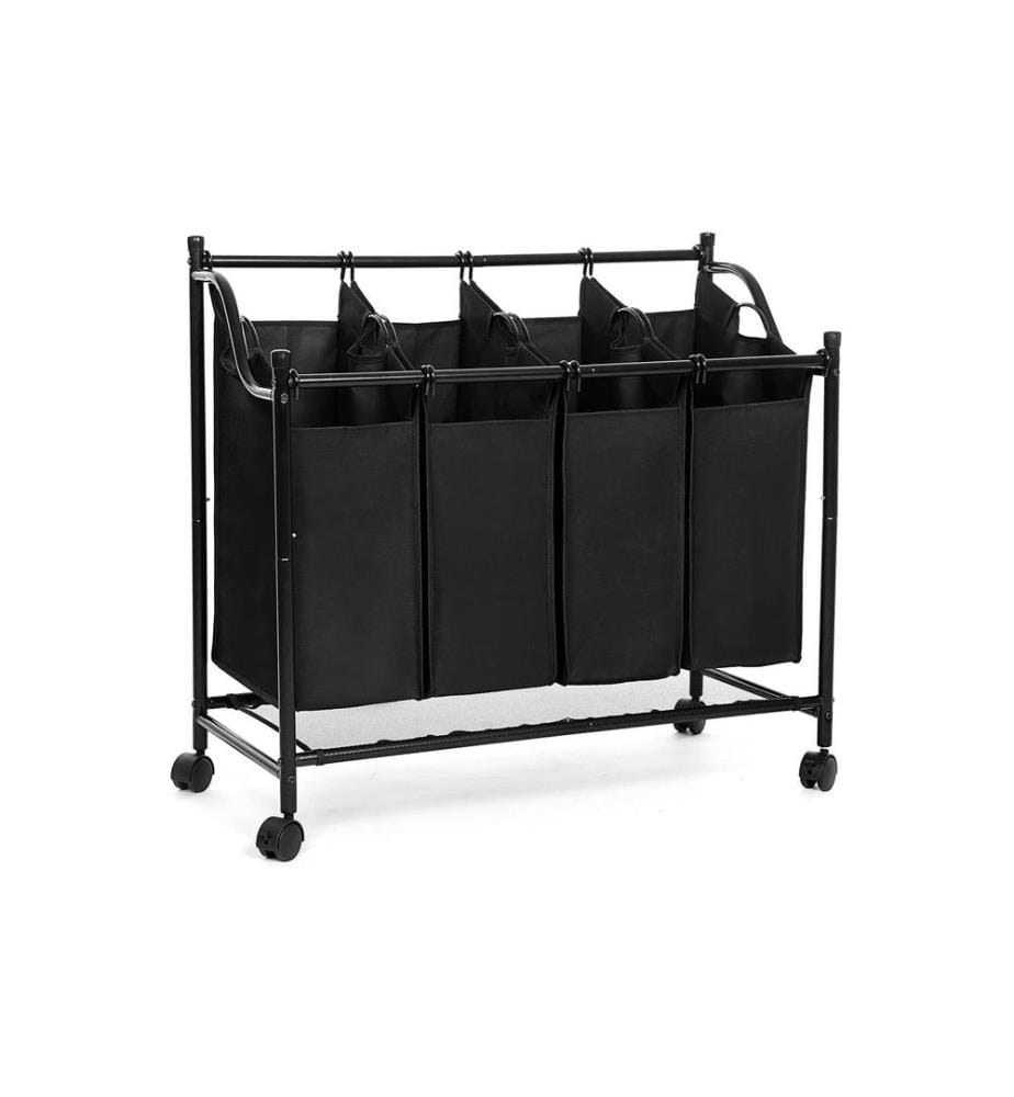 Songmics - Corbeille à lessive avec 4 compartiments 120 l, Noir