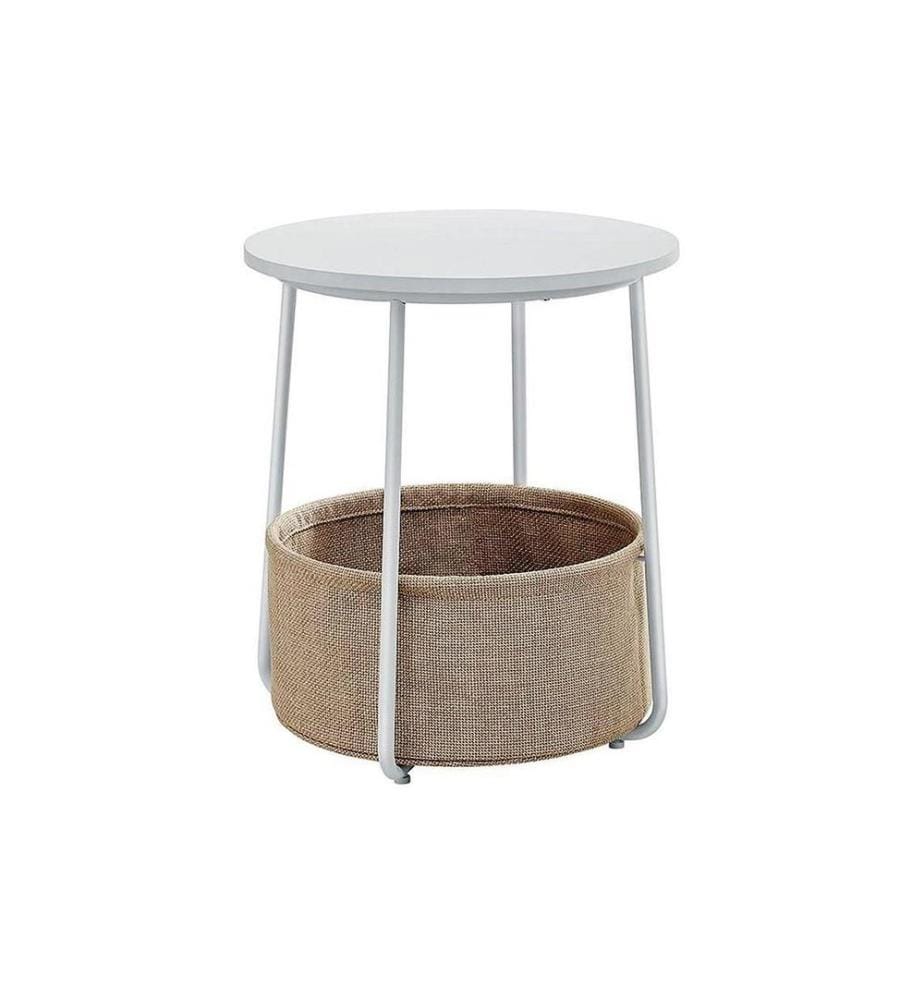 Songmics - Table d'appoint avec panier Nature/Blanc