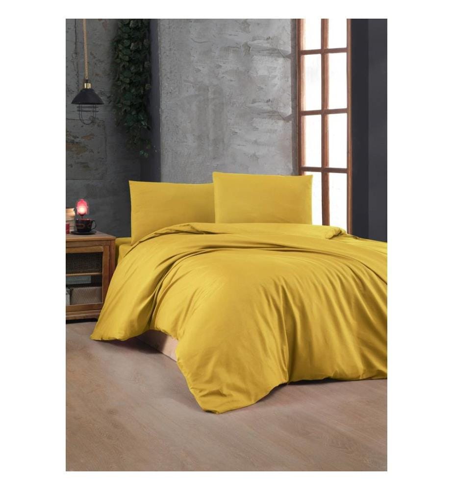 Ranforce King Quilt Cover Set, Dark Yellow, 100% Cotton Ranforce