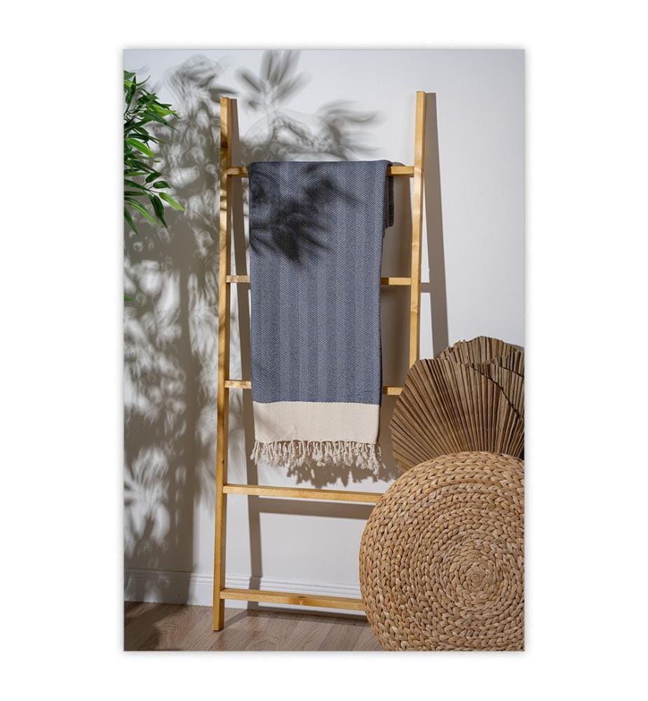 Fouta, serviette de plage - Indigo