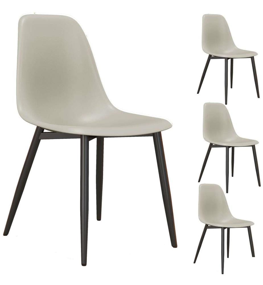 Lot de 4 Chaises Lily Coque Mastic et Métal Noir