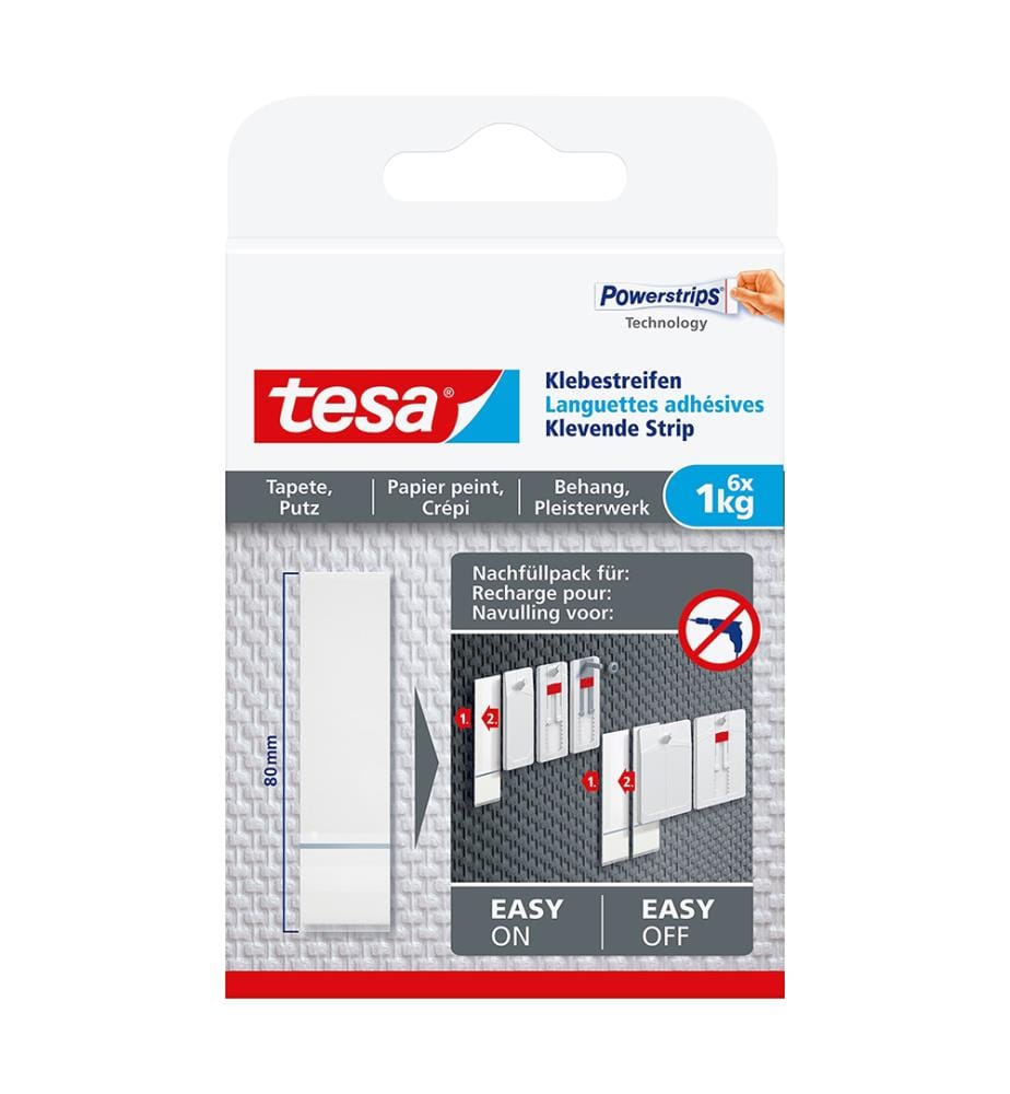 Languettes Adhésives pour Fixer des Objets jusqu'à 1 kg sur Surfaces Délicates - Transparent