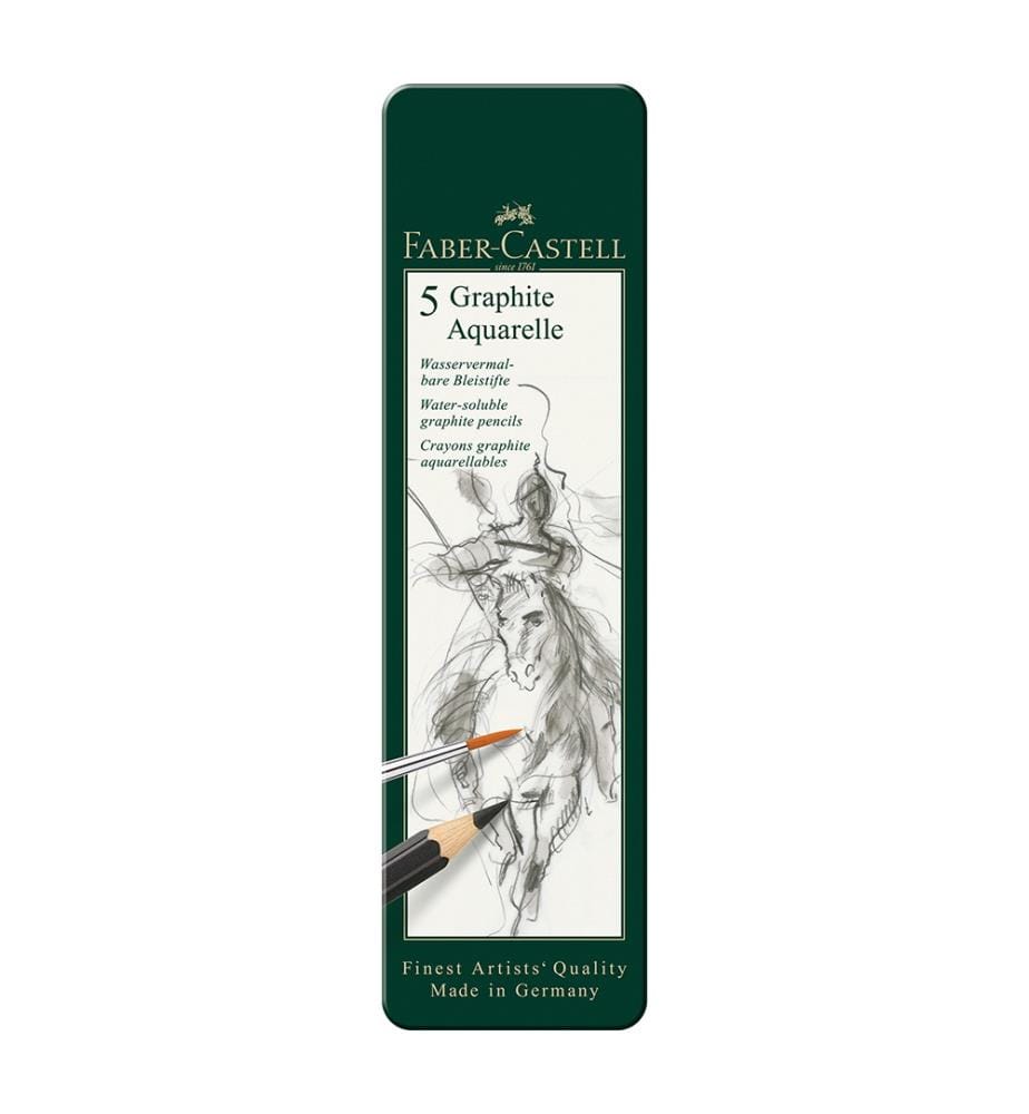 Crayon Graphite Aquarelle, Boîte Métal de 5, HB, 2B, 4B, 6B, 8B