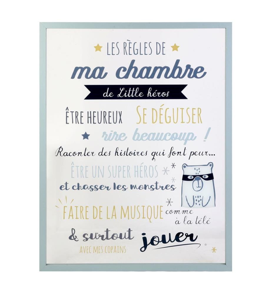 Cadre Les Regles de La Chambre Garcon M6 - Multicolore